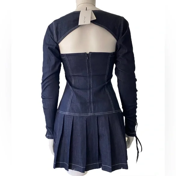 Stuck on Stupid | NWT’s cyber Y2K “Mary Jane Denim Set” pleated lace mini dress - Picture 3 of 7